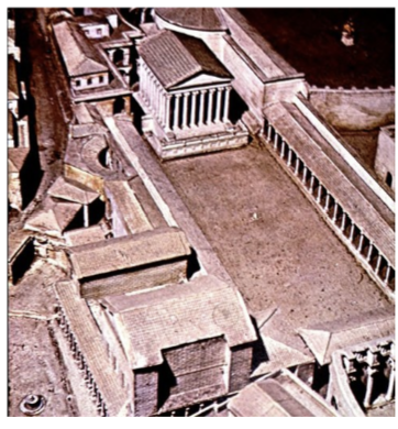 <p>Next to main Roman forum</p><p>Dedicated in 46 BCE</p><p>Featured temple to Venus Genetrix (Venus the Mother - which emphasized Caesar’s claim to divinity")</p><p>Housed statues of Venus, Caesar, Cleopatra </p>