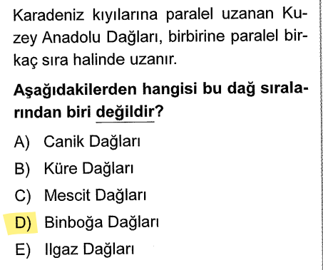 <p>Binboğa Dağları, Kahramanmaraş çevresinde, Toros sisteminin bir parçasıdır. Diğerleri (Canik, Küre, Mescit, Ilgaz) Karadeniz kuşağındadır.</p>