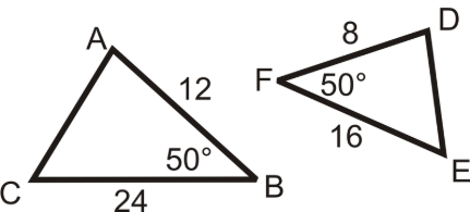 <p>If an angle of one triangle is congruent to an angle of another &amp; the sides including these angles are proportional, the triangles are similar</p>