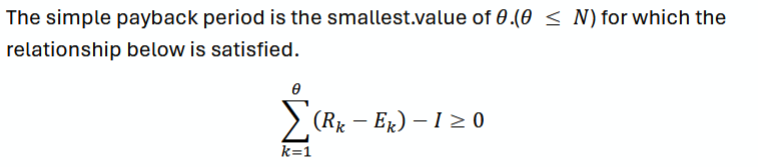 <p>The number of years required for cash inflows to equal cash outflows. It is a measure of liquidity rather than a measure of profitability.</p>