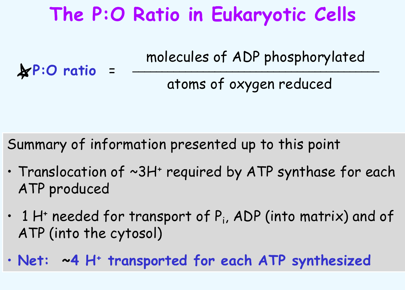 <p>P:O = (ADP molecules phosphorylation) / (oxygen atoms reduced)</p>