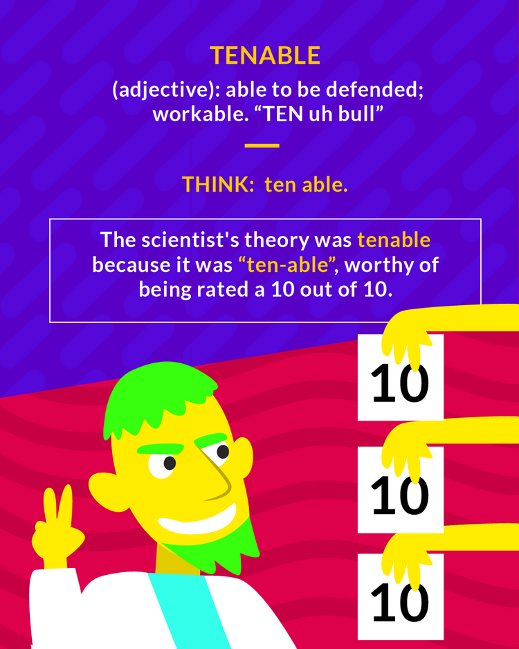 <p>capable of being held or defended</p><p>(adj.) able to be defended, workable</p>