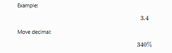 <p><span data-name="book" data-type="emoji">📖</span> <strong>Rule</strong></p><p>Move decimal point two places right and add %. </p>