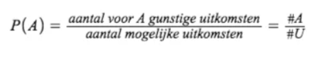 <p>Waarbij 0 ≤ P(A) ≤ 1 </p><ul><li><p>Wanneer P(A) = 0 is A een onmogelijke gebeurtenis</p></li><li><p>Wanneer P(A) = 1 is A een zeker gebeurtenis</p></li></ul><p></p>