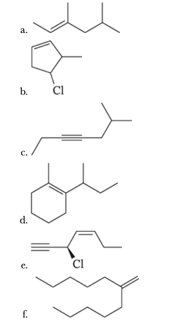 <p>7.30</p><p>Give the IUPAC names for each of the following:</p>