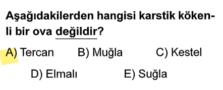 <p>Tefenni, Acıpayam, Korkuteli, Kestel, Elmalı, Suğla... Bunlar karstiktir. <strong>Tercan (Erzincan)</strong> ise bir tektonik ovadır.</p>