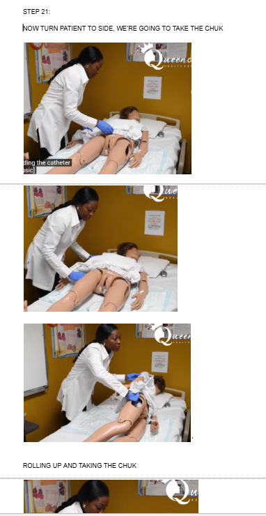<p>NOW TURN PATIENT TO SIDE, WE’RE GOING TO TAKE THE CHUK</p><p></p>