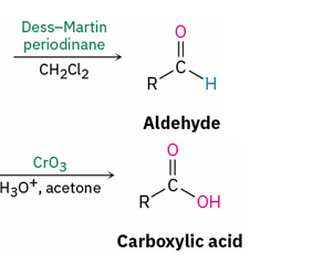 <ul><li><p>Dess- Martin periodinane , CH<sub>2</sub>Cl<sub>2</sub></p></li><li><p>CrO<sub>3</sub> , H3O+ and acetone</p></li></ul><p></p>