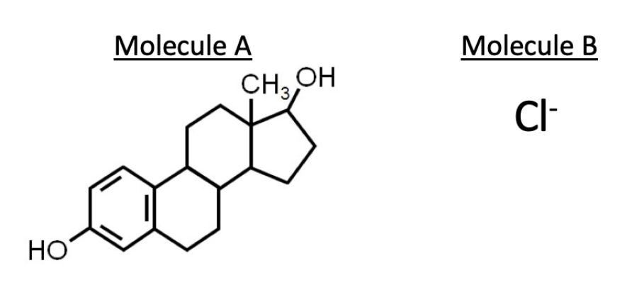 <p>Based on their structures, which of the molecules below will more efficiently cross a lipid bilayer with no proteins and why?</p>