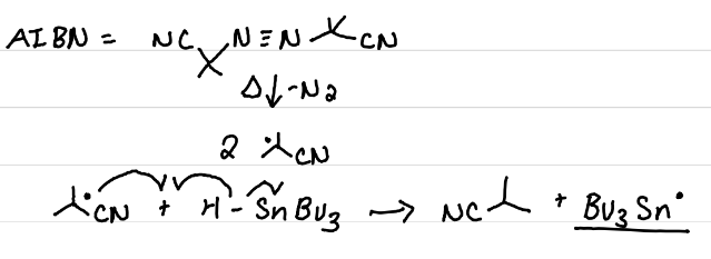 <p>AIBN, Higher temps (60<sup>o</sup>C)</p>