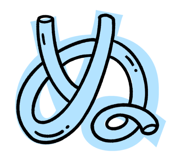 <p>“Nu” (like in “noodles”) → looks like noodles BUT: many other look similar → this one is perfectly smooth and bendable and has a loop at bottom right like noodles do</p>
