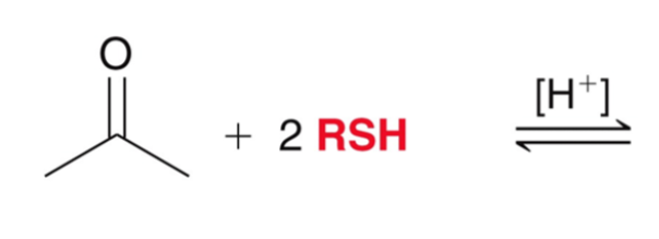 <p>ketone/aldehyde + 2 thiols</p>