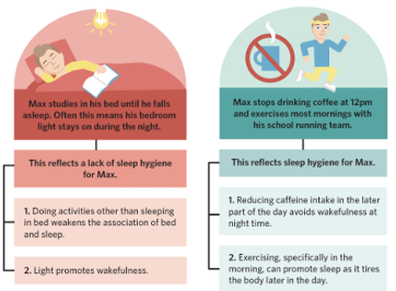 <p><span style="font-family: Aptos, sans-serif;">Practices and habits that promote individuals sleep patterns, beneficial as it improves sleep quality and quantity.&nbsp;</span>Sleep hygiene improves all sleep wake patterns.</p><p><span style="font-family: Aptos, sans-serif;"><strong>involves:</strong></span></p><p><span style="font-family: Aptos, sans-serif;"><strong>&nbsp;</strong></span><span>·</span><span style="font-family: "Times New Roman"; line-height: normal; font-size: 7pt;">&nbsp;&nbsp;&nbsp;&nbsp;&nbsp;&nbsp; </span><span style="font-family: Aptos, sans-serif;">Time&nbsp;</span></p><p><span>·</span><span style="font-family: "Times New Roman"; line-height: normal; font-size: 7pt;">&nbsp;&nbsp;&nbsp;&nbsp;&nbsp;&nbsp;</span><span style="font-family: Aptos, sans-serif;">Sound&nbsp;</span></p><p><span>·</span><span style="font-family: "Times New Roman"; line-height: normal; font-size: 7pt;">&nbsp;&nbsp;&nbsp;&nbsp;&nbsp;&nbsp;</span><span style="font-family: Aptos, sans-serif;">Light&nbsp;</span></p><p><span>·</span><span style="font-family: "Times New Roman"; line-height: normal; font-size: 7pt;">&nbsp;&nbsp;&nbsp;&nbsp;&nbsp;&nbsp;</span><span style="font-family: Aptos, sans-serif;">Comfort&nbsp;</span></p><p><span>·</span><span style="font-family: "Times New Roman"; line-height: normal; font-size: 7pt;">&nbsp;&nbsp;&nbsp;&nbsp;&nbsp;&nbsp;</span><span style="font-family: Aptos, sans-serif;">Technology&nbsp;</span></p><p><span>·</span><span style="font-family: "Times New Roman"; line-height: normal; font-size: 7pt;">&nbsp;&nbsp;&nbsp;&nbsp;&nbsp;&nbsp;</span><span style="font-family: Aptos, sans-serif;">Associations with bed</span></p><p><span>·</span><span style="font-family: "Times New Roman"; line-height: normal; font-size: 7pt;">&nbsp;&nbsp;&nbsp;&nbsp;&nbsp;&nbsp;</span><span style="font-family: Aptos, sans-serif;">Exercise&nbsp;</span></p><p></p>