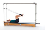 <p><strong>Setup</strong></p><ul><li><p>Lying supine in neutral spine position, hips externally rotated, feet in straps, dorsiflexed, heels together, hips and knees at 90 degrees, hands holding F2 handles arms bent at 90 degrees in elbow and shoulder joints or arms straight overhead, holding poles thumbs wrapped around</p></li><li><p>Resistance: light to medium</p></li><li><p>Socket Lever: F Orientation: 0 Lever Length:1 Lever Direction:2 Connector:N/A Spring:N/A</p></li></ul><p><strong>Movement</strong></p><ul><li><p>Exhale: Straighten legs</p></li><li><p>Inhale: Bend legs, return to start position</p></li></ul><p><strong>Muscle Focus</strong></p><ul><li><p>Hip adductors</p></li><li><p>Hip extensors</p></li><li><p>Knee extensors</p></li></ul><p><strong>Objectives</strong></p><ul><li><p>Hip adductor control</p></li><li><p>Hip extensor control</p></li><li><p>Knee extensor control</p></li><li><p>Pelvic lumbar stabilization</p></li></ul><p><strong>Cues</strong></p><ul><li><p>Keep squeezing heels together</p></li><li><p>Avoid bending knees beyond 90 degrees</p></li><li><p>Keep heels traveling along horizontal line</p></li><li><p>Maintain pelvic lumbar stabilization</p></li></ul><p></p>