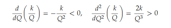 <p>-The shape of iso-profit curve is also affected by k/Q, though when Q is large, it makes little difference</p><p>-Differentiating with respect to Q reveals that it has a <em>negative </em>gradient, so it is downward sloping, and it is <em>accelerating </em>downwards</p>