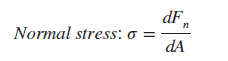 <ul><li><p>The normal component of a force acting on a surface per unit area.</p></li></ul><p></p>