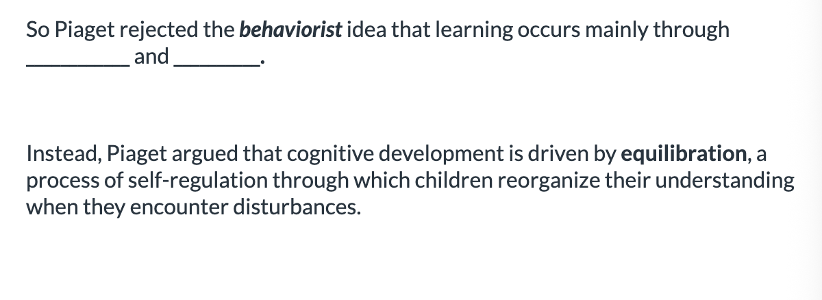<ol><li><p>external reinforcement </p></li><li><p>equilibration </p></li><li><p>stimulus-response associations </p></li></ol><p></p>
