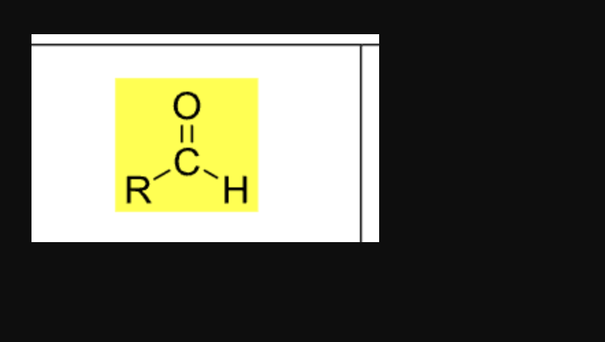 <p>R–CHO (carbonyl at end of chain)</p>