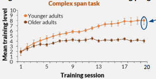 <p>young adults have increasingly large individual differences in training progress as their level increases</p><ul><li><p>however they benefit consistently more than older adults, and don’t hit the same ceiling from training that older adults do</p></li></ul><p></p>