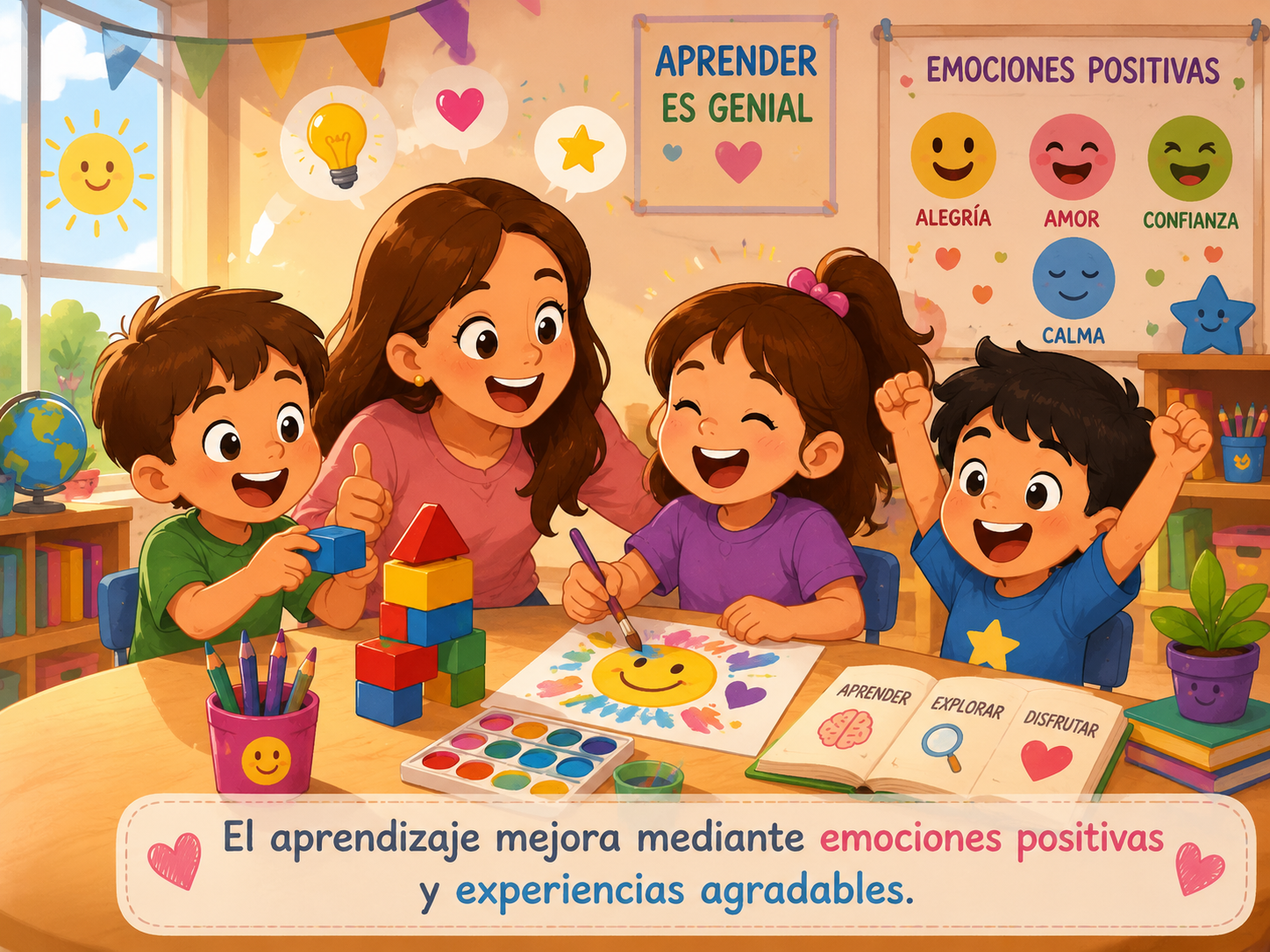 <p>El aprendizaje mejora mediante emociones positivas y experiencias agradables.</p>