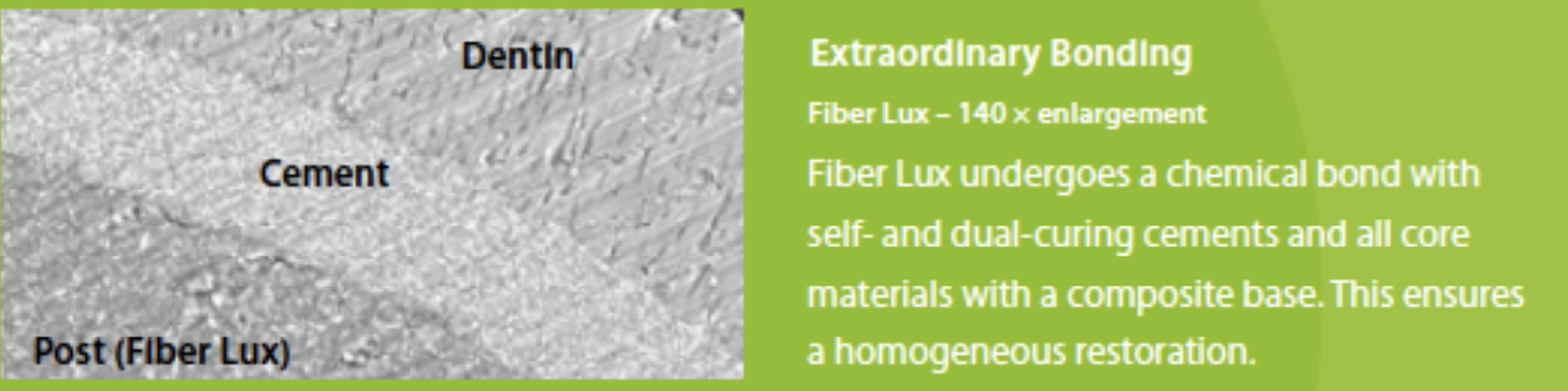 <p>resin based cement and core build-up materials; to provide an optimal “monoblock” between the dentin-post-crown, resulting in one cohesive restoration w outstanding durability and strength </p>