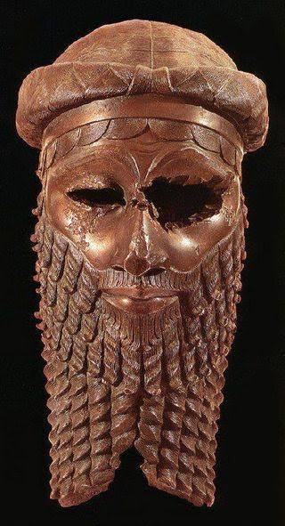 <p>Head of an Akkadian ruler, from Nineveh (Kuyunjik) perhaps representing Sargon or his grandson Naram-Sin, r. 2254-2218 BCE c. 2,350 – 2,250 BCE, Iraq Museum, Baghdad</p>