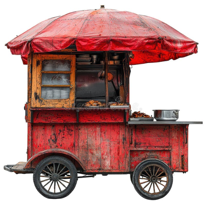 <p>is a small, portable structure equipped with wheels (pushed by hand or pulled by a vehicle) designed to move easily from one location to another.</p>