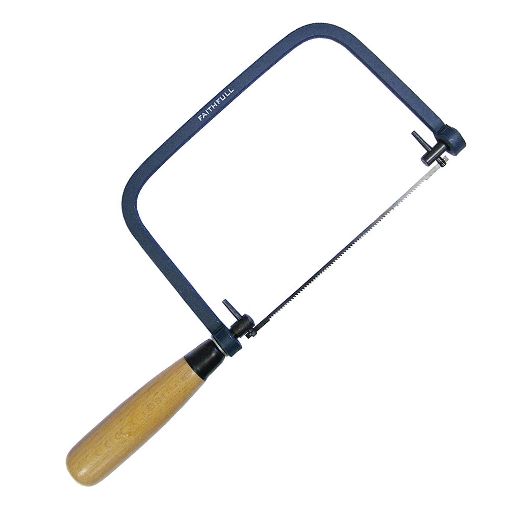 <p>Thin-bladed saw with a U-shaped frame, cutting on the pull stroke for detailed curved cuts in woodworking.</p>