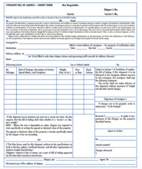 <p>-A legal contract that defines responsibility for goods while they are in transit. It identifies the carrier, source, destination, and any special shipping instructions, and it indicates who (customer or vendor) must pay the carrier</p>