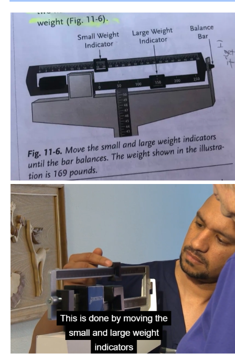 <p><span style="background-color: transparent;">TO DETERMINE THE RESIDENT’S WEIGHT, YOU WILL MOVE BOTH THE SMALL AND LARGE WEIGHT INDICATORS U<strong>NTIL THE BALANCE BAR BALANCES</strong></span></p>