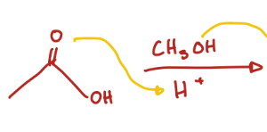 <p>Carboxylic Acid + CH3OH/H+ (acidic environment)</p>