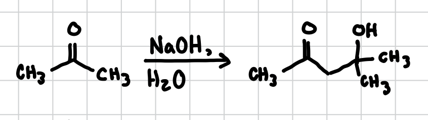 <p>Same as a regular Aldol Reaction except it does not go all the way through and does not make an alkene, stops at the alcohol. </p><p>Reagents: NaOH, H2O</p>