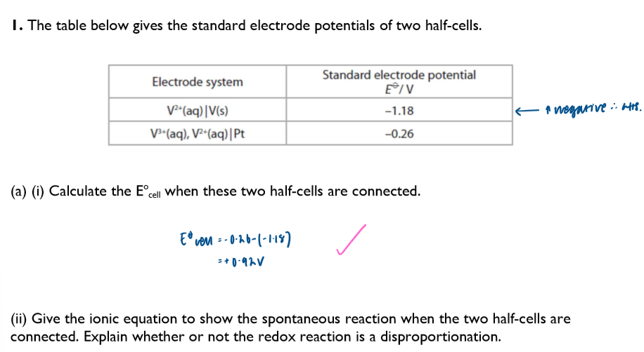 <p>A question regarding disproportionation and E<sub>cell:</sub></p>