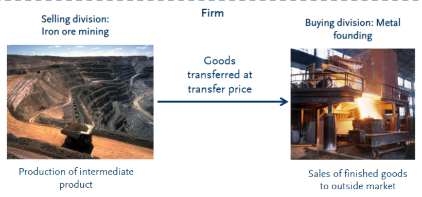 <p>the internal price charged by one segment of a firm for a product or service supplied to another segment of the same firm.</p>