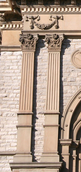 <p>A reinforcing column built into or against a masonry wall. Can be purely decorative.</p>