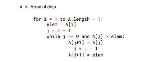 <p>Insertion sort has the same time complexity as bubble sort, O(n2</p>