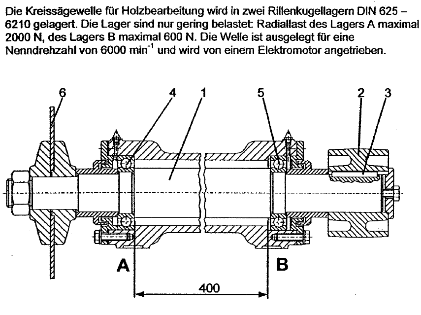 <p>Die Riemenscheibe (Pos. 2) wird mit einem Innendurchmesser von 40 H7 gefertigt, der entsprechende Zapfen der Welle (Pos. 1) mit einem Durchmesser 40 k6.</p><p>Welches Passungssystem wird angewendet?</p>