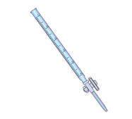 <p>Name the apparatus + use. Also give 3 types and the material used for their stopcock + tube itself.</p>