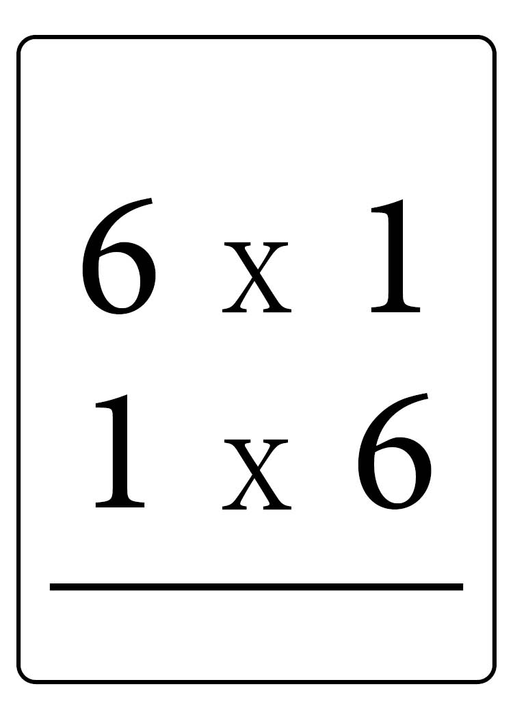 <p>6×1 or 1×6 = ?</p>