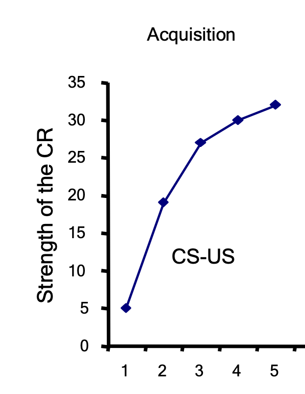 <p>Acquisition is the repeated presentations of the CS paired with the US resulting in an increase in the CR when presented with the CS.</p>