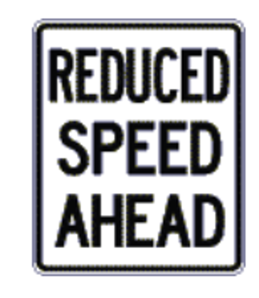 <p>A sign indicating you are approaching an area where a reduced speed limit has been established.</p>