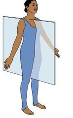<p>divides the body, or any body part, vertically into right and left sections. The sagittal plane runs parallel to the midline of the body.</p>