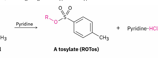 <ul><li><p>O-H</p></li><li><p>p-TosCl</p></li></ul><p></p>