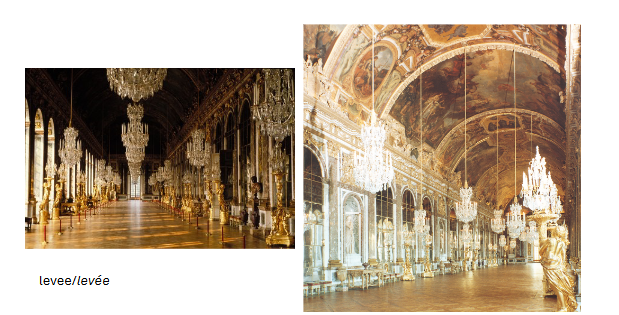 <p>Palace of Versailles (ca. 1680), designed by Jules Hardouin-Mansart with decoration directed by Charles Le Brun,</p><p>It shows how architecture, painting, and design were combined to glorify the “Sun King” and the French state.</p><p>-the use of mirror and windows are used to show the endless royal splendor and control</p><p>-Fresco and ceiling painting</p>
