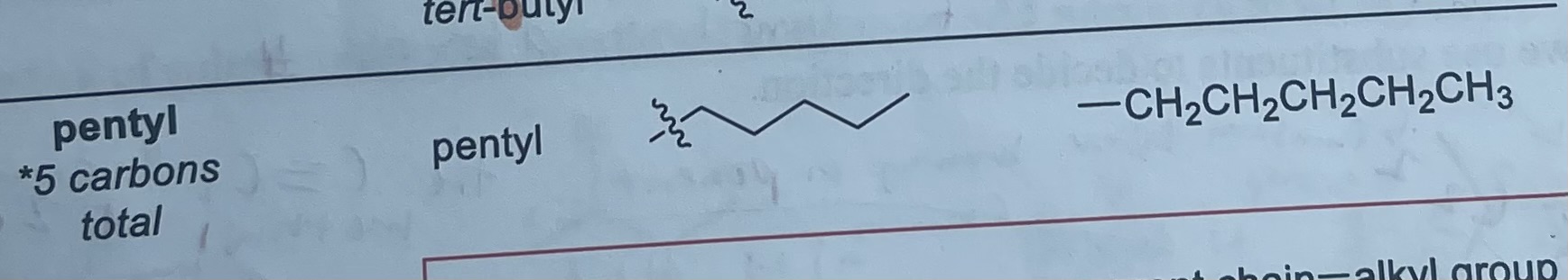 <p>-CH<sub>2</sub>CH<sub>2</sub>CH<sub>2</sub>CH<sub>2</sub>CH<sub>3</sub></p>