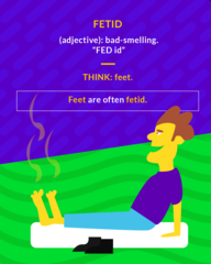<p>having a foul odor</p>