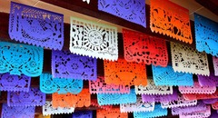 <p>colorful cut paper decorations</p>