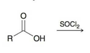 <p>carboxylic acid + thionyl chloride (SOCl2)</p>