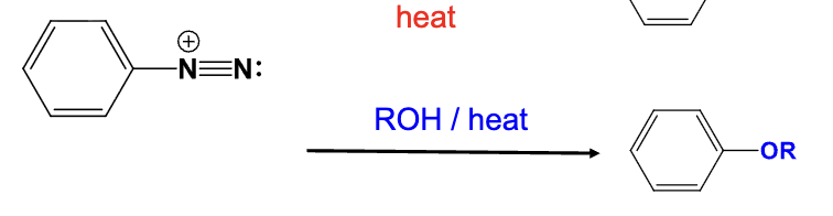 <ul><li><p>The diazonium group is replaced with a OR group</p></li></ul><p></p>
