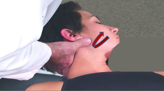 <ul><li><p>contact articular pillar w/ right 2nd MCP, rest thumb on bony facial surface</p><ul><li><p>stand on side of rotational ease</p></li></ul></li><li><p>flex head 45 → slight ant. pressure</p></li><li><p>rotate into barrier → take up slack w/ breaths → end of exhale → rotational thrust</p></li></ul><p></p>